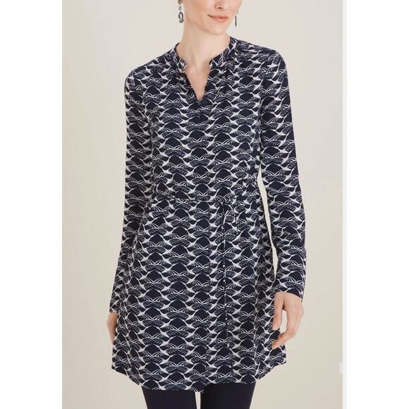 Chico’s Bird Geo Long Sleeve Tunic NWT 2 - Picture 2 of 11